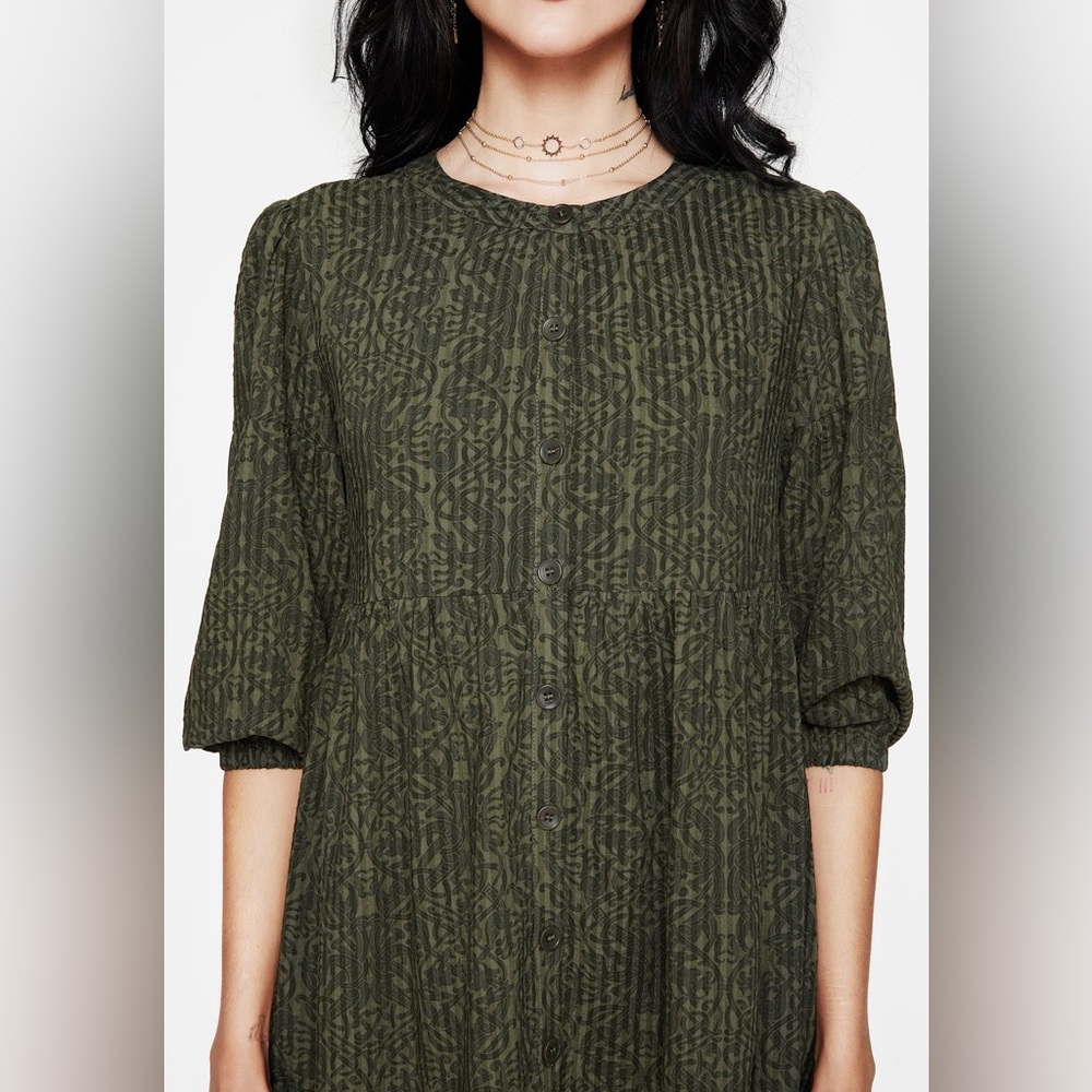 NWT Disturbia Francesca Dragon Printed Button Up Smock Mini Dress US 14 / UK 18 - Picture 3 of 6